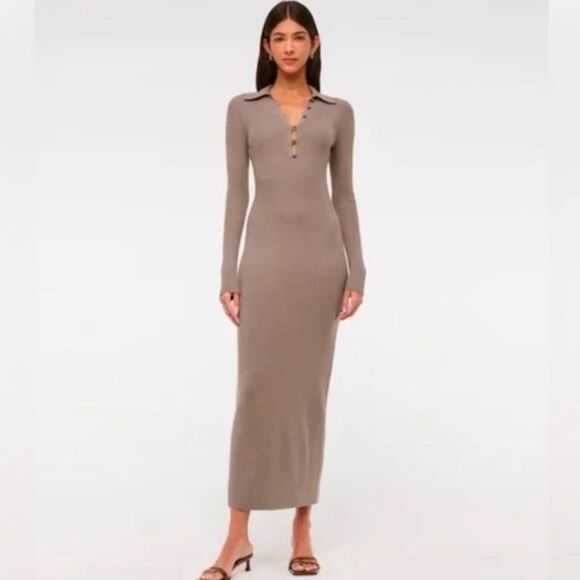 Abercrombie & Fitch Dresses & Skirts - Abercrombie & Fitch long-sleeve collared midi sweater dress